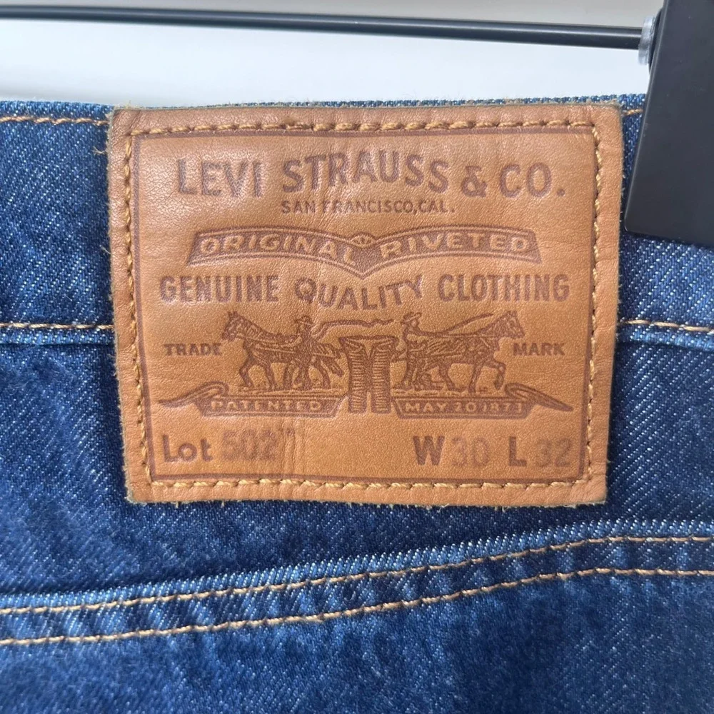 Levi 502 Taper Jeans Mens 30x32 Blue Denim Regular Fit Stretch Casual